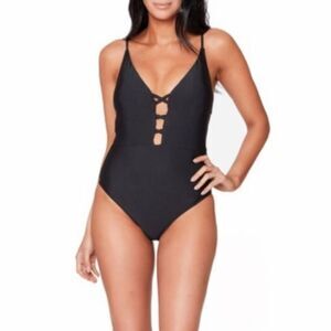 Jessica Simpson Size Small Lace-up Plunge One Piece Swimsuit New